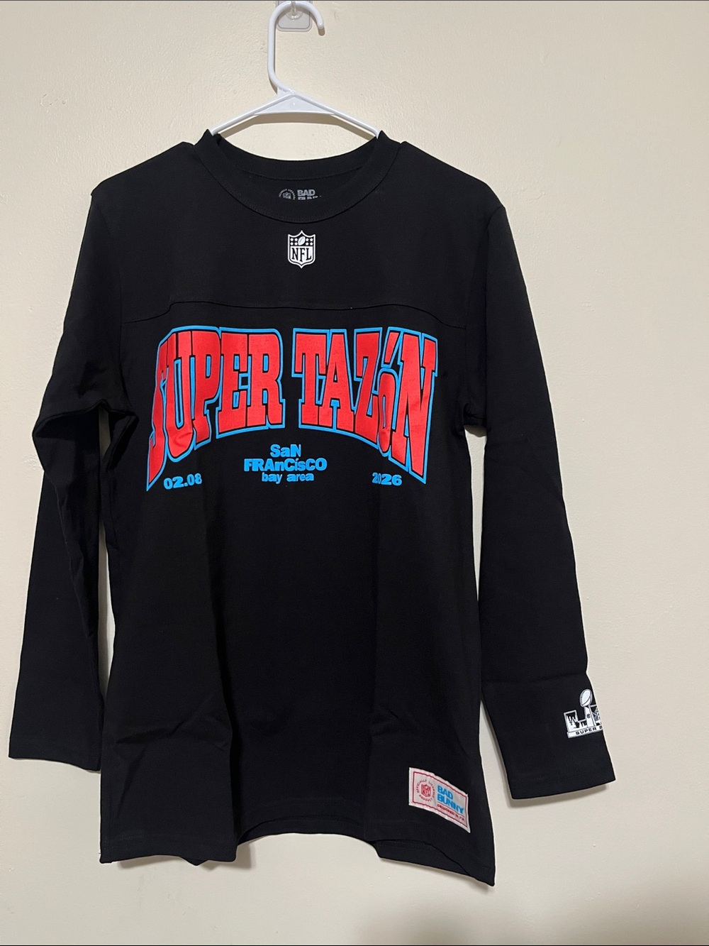 NFL Super Bowl 2026 Bad Bunny Tazón Black Long Sleeve Tee